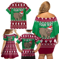 Custom California Christmas Family Matching Off Shoulder Short Dress and Hawaiian Shirt Santa Grizzly Bear With Grape - Wonder Print Shop