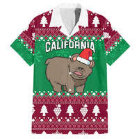 Custom California Christmas Family Matching Puletasi Dress and Hawaiian Shirt Santa Grizzly Bear With Grape - Wonder Print Shop