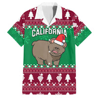 Custom California Christmas Family Matching Short Sleeve Bodycon Dress and Hawaiian Shirt Santa Grizzly Bear With Grape - Wonder Print Shop