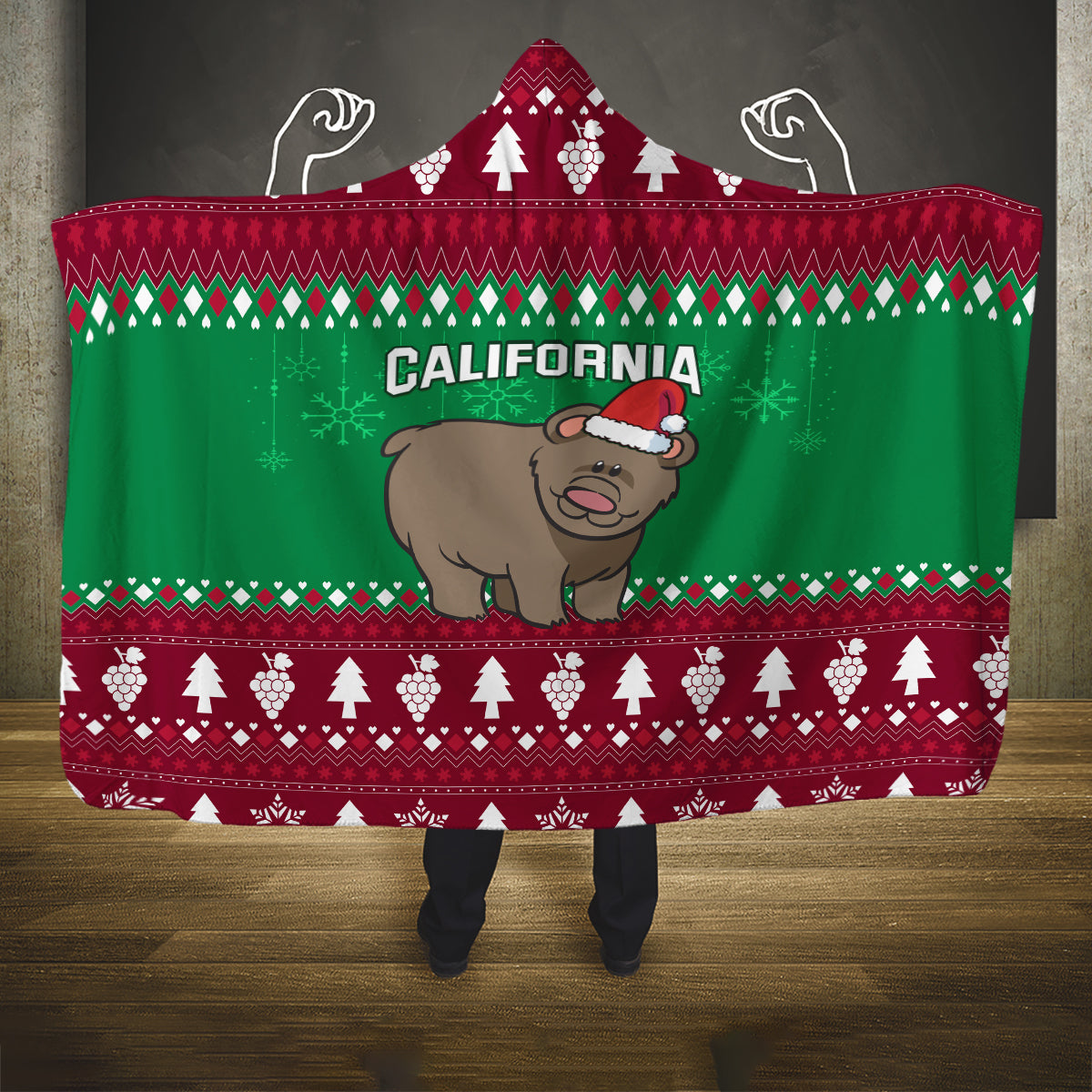 custom-california-christmas-hooded-blanket-santa-grizzly-bear-with-grape