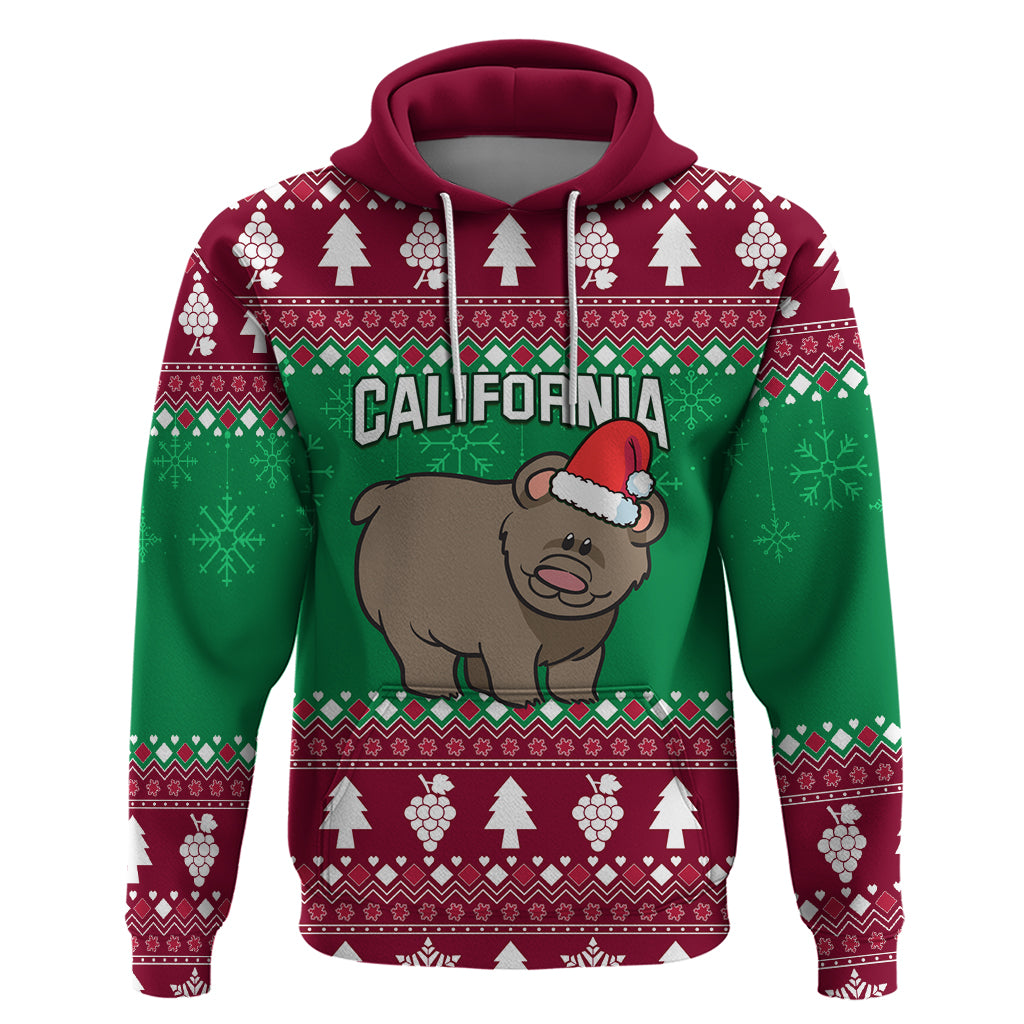 Custom California Christmas Hoodie Santa Grizzly Bear With Grape - Wonder Print Shop