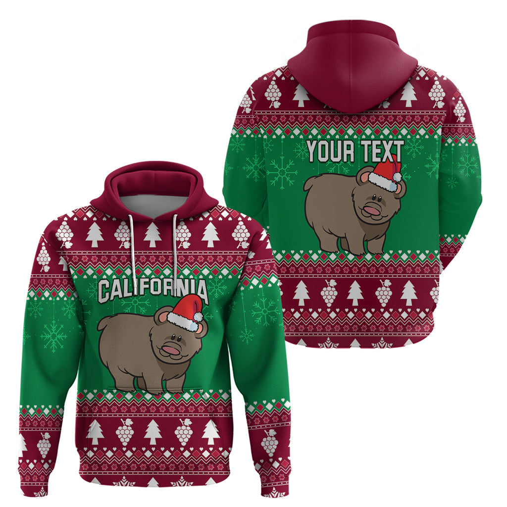 Custom California Christmas Hoodie Santa Grizzly Bear With Grape - Wonder Print Shop