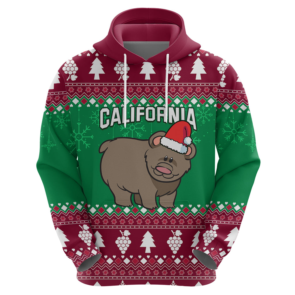 Custom California Christmas Hoodie Santa Grizzly Bear With Grape - Wonder Print Shop