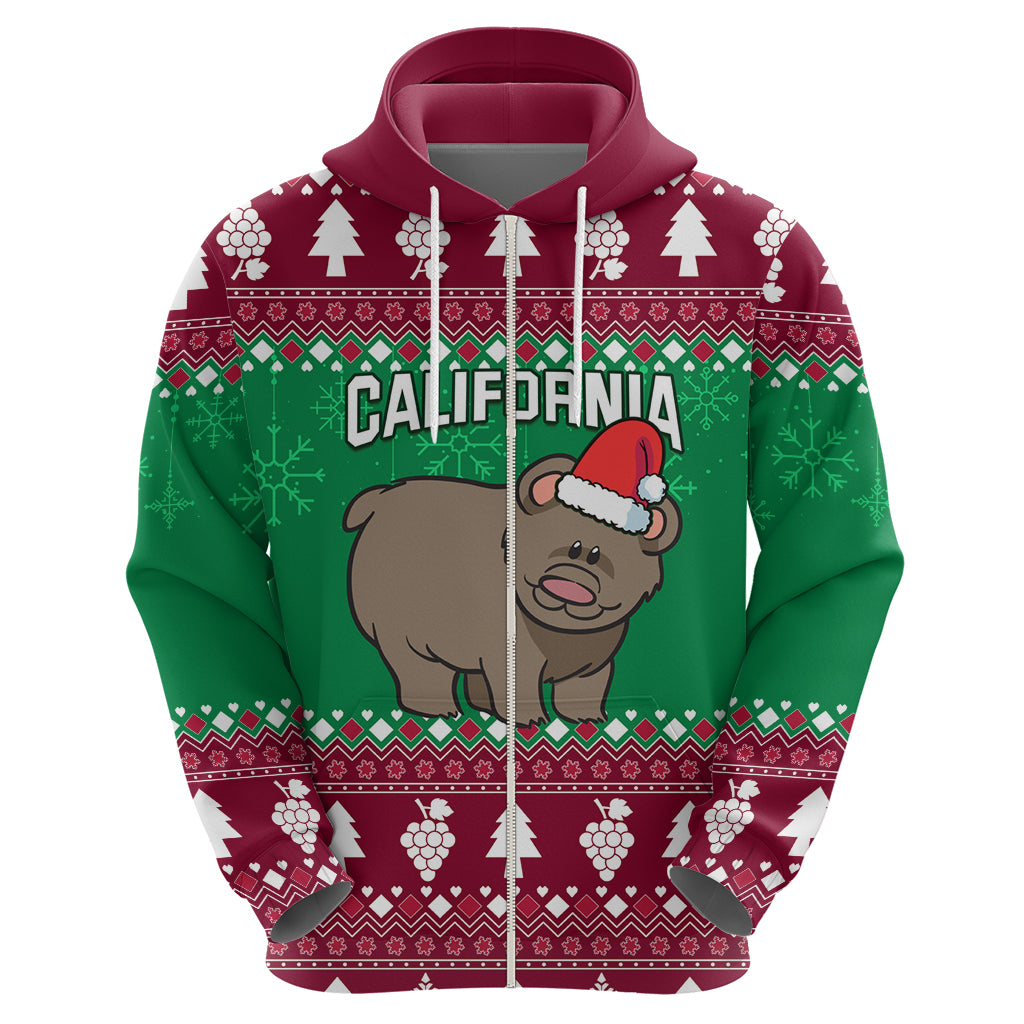 Custom California Christmas Hoodie Santa Grizzly Bear With Grape - Wonder Print Shop