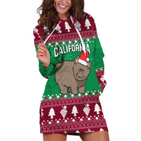 Custom California Christmas Hoodie Dress Santa Grizzly Bear With Grape - Wonder Print Shop