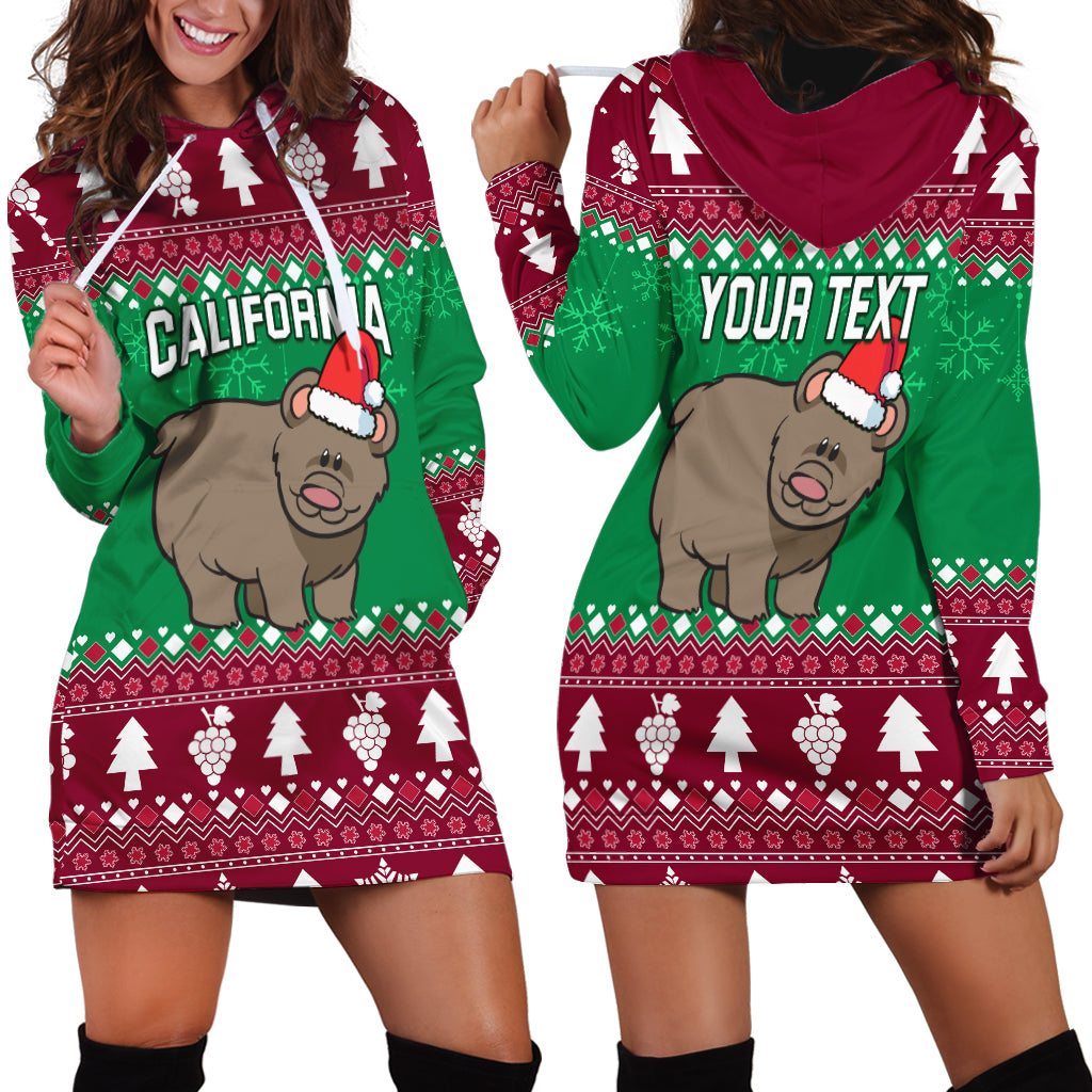 Custom California Christmas Hoodie Dress Santa Grizzly Bear With Grape - Wonder Print Shop