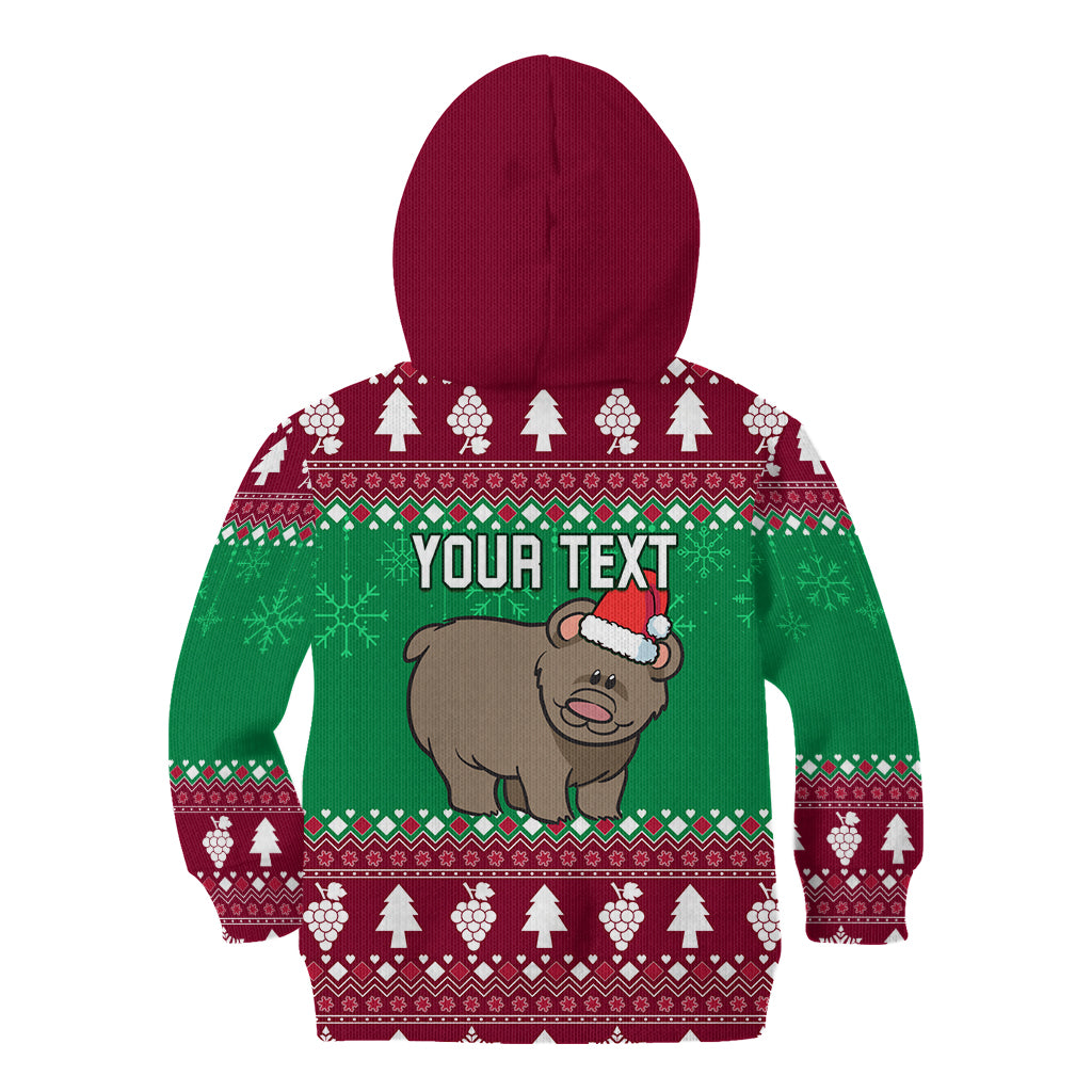 Custom California Christmas Kid Hoodie Santa Grizzly Bear With Grape - Wonder Print Shop