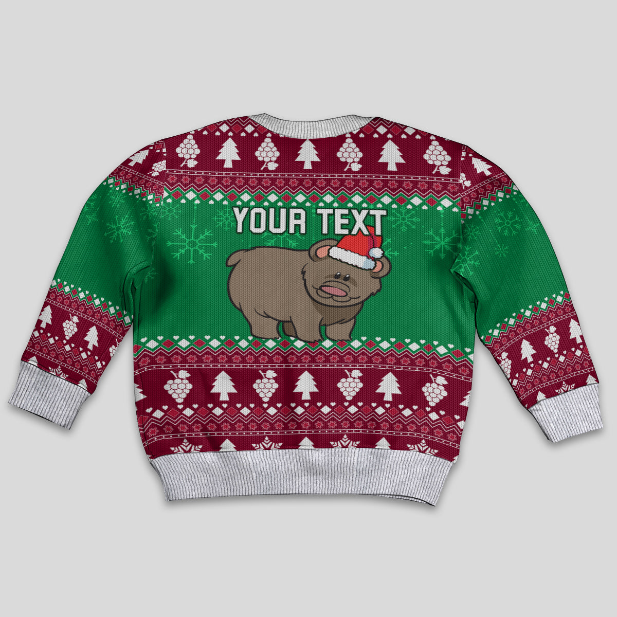 Custom California Christmas Kid Ugly Christmas Sweater Santa Grizzly Bear With Grape - Wonder Print Shop