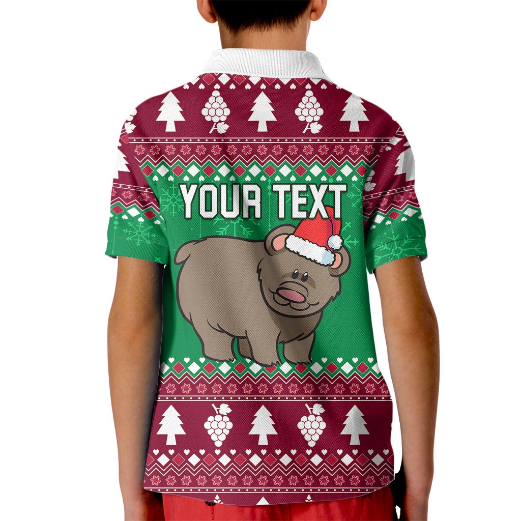 Custom California Christmas Kid Polo Shirt Santa Grizzly Bear With Grape - Wonder Print Shop