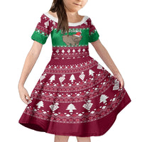 Custom California Christmas Kid Short Sleeve Dress Santa Grizzly Bear With Grape - Wonder Print Shop