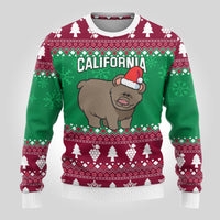 Custom California Christmas Ugly Christmas Sweater Santa Grizzly Bear With Grape - Wonder Print Shop