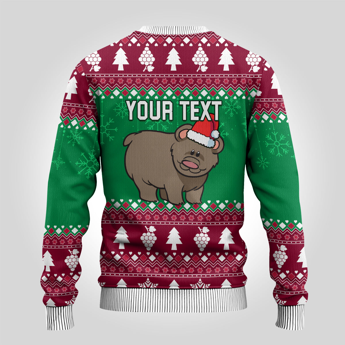 Custom California Christmas Ugly Christmas Sweater Santa Grizzly Bear With Grape - Wonder Print Shop
