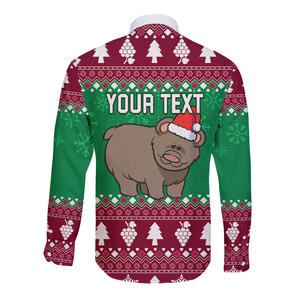 Custom California Christmas Long Sleeve Button Shirt Santa Grizzly Bear With Grape - Wonder Print Shop
