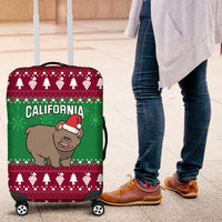 Custom California Christmas Luggage Cover Santa Grizzly Bear With Grape - Wonder Print Shop