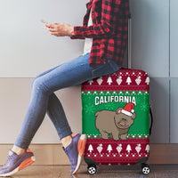 Custom California Christmas Luggage Cover Santa Grizzly Bear With Grape - Wonder Print Shop
