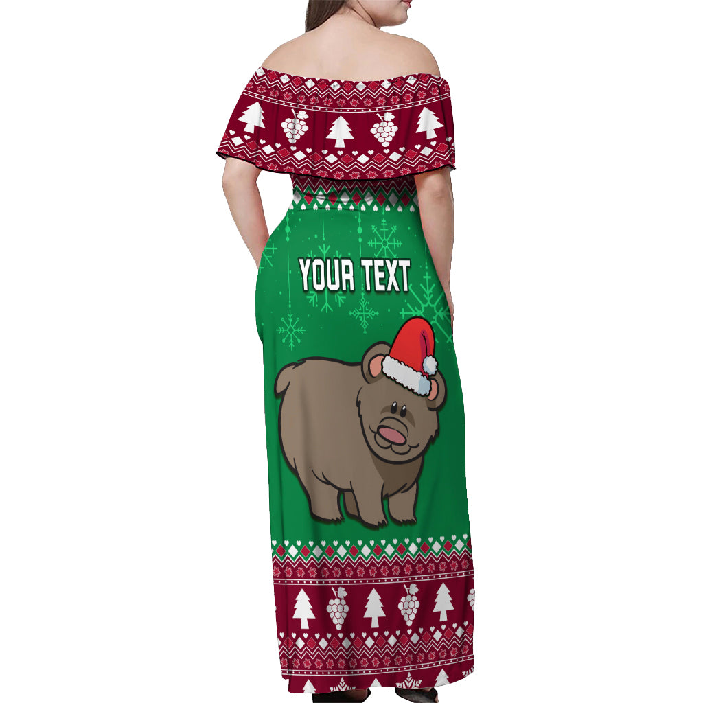 Custom California Christmas Off Shoulder Maxi Dress Santa Grizzly Bear With Grape - Wonder Print Shop
