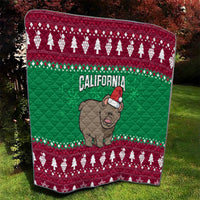 Custom California Christmas Quilt Santa Grizzly Bear With Grape - Wonder Print Shop