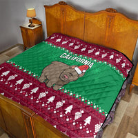 Custom California Christmas Quilt Santa Grizzly Bear With Grape - Wonder Print Shop