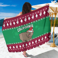 Custom California Christmas Sarong Santa Grizzly Bear With Grape - Wonder Print Shop