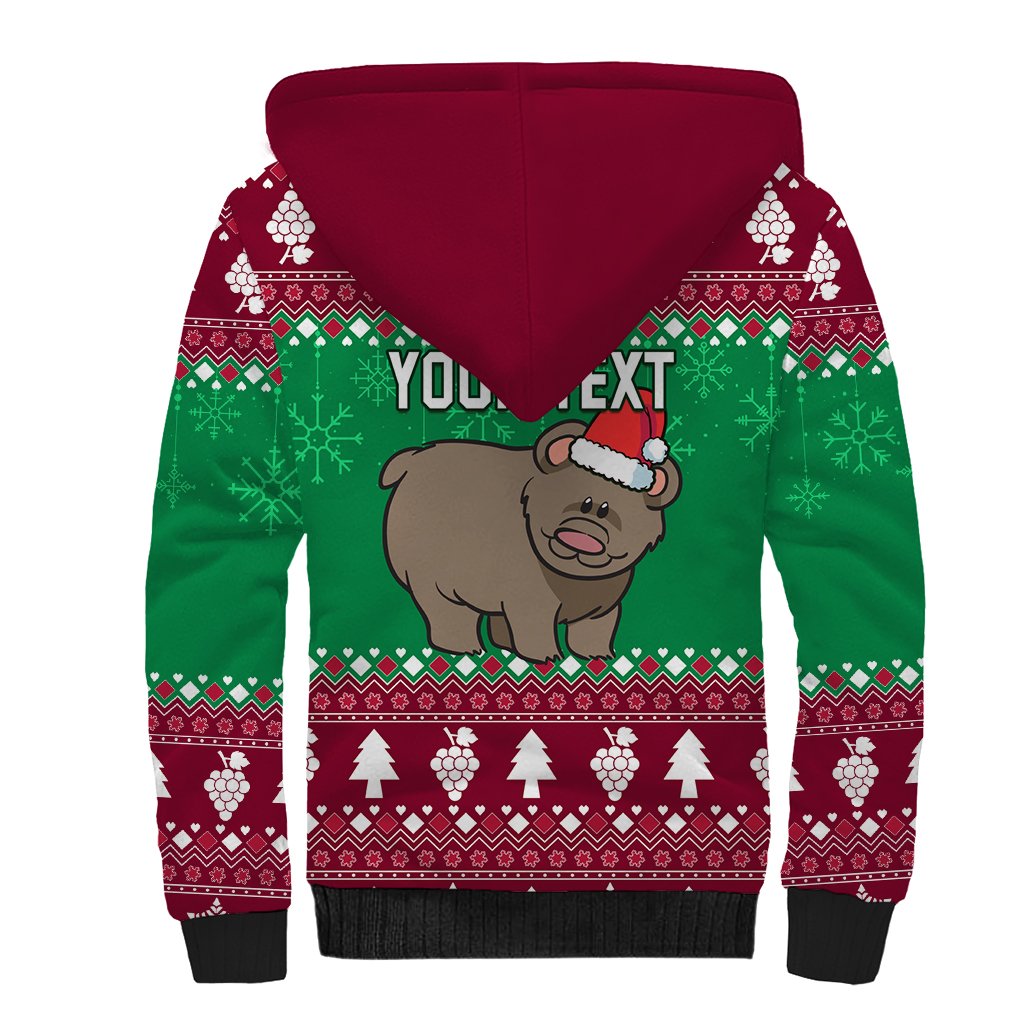 Custom California Christmas Sherpa Hoodie Santa Grizzly Bear With Grape - Wonder Print Shop