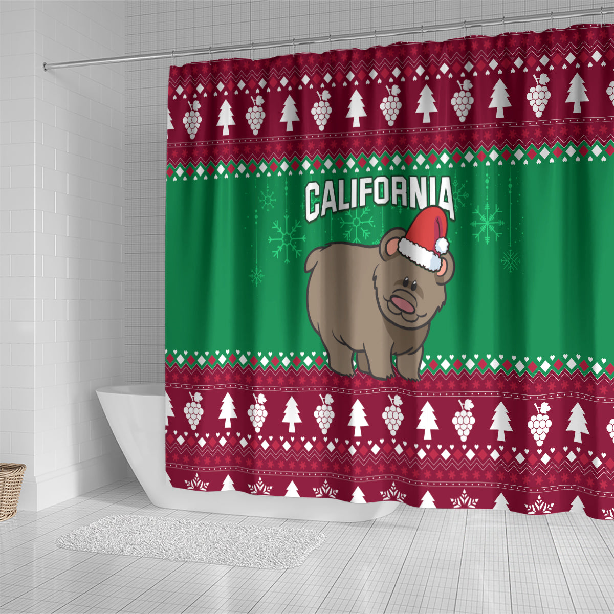custom-california-christmas-shower-curtain-santa-grizzly-bear-with-grape