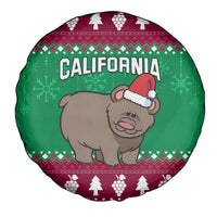 Custom California Christmas Spare Tire Cover Santa Grizzly Bear With Grape - Wonder Print Shop