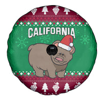 Custom California Christmas Spare Tire Cover Santa Grizzly Bear With Grape - Wonder Print Shop