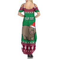 Custom California Christmas Summer Maxi Dress Santa Grizzly Bear With Grape - Wonder Print Shop