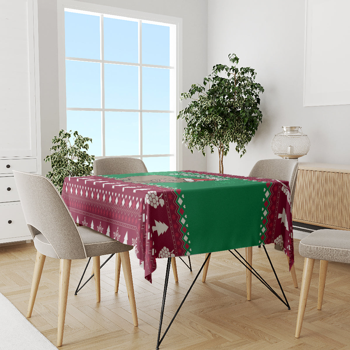 Custom California Christmas Tablecloth Santa Grizzly Bear With Grape - Wonder Print Shop