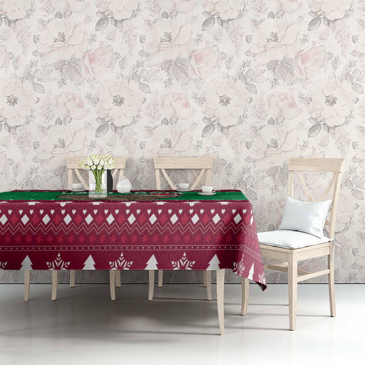 Custom California Christmas Tablecloth Santa Grizzly Bear With Grape - Wonder Print Shop