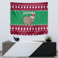 Custom California Christmas Tapestry Santa Grizzly Bear With Grape - Wonder Print Shop
