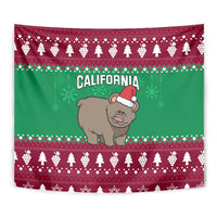 Custom California Christmas Tapestry Santa Grizzly Bear With Grape - Wonder Print Shop