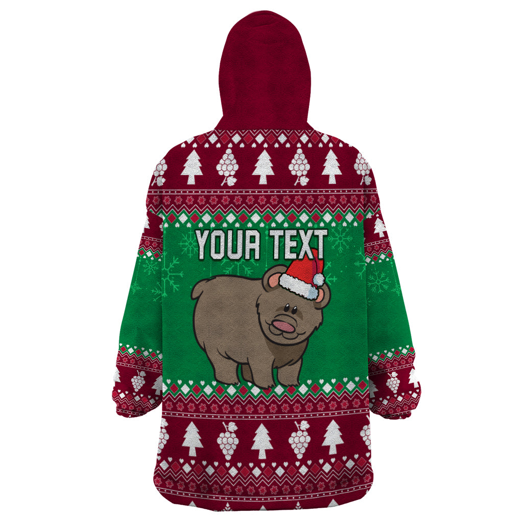 Custom California Christmas Wearable Blanket Hoodie Santa Grizzly Bear With Grape - Wonder Print Shop