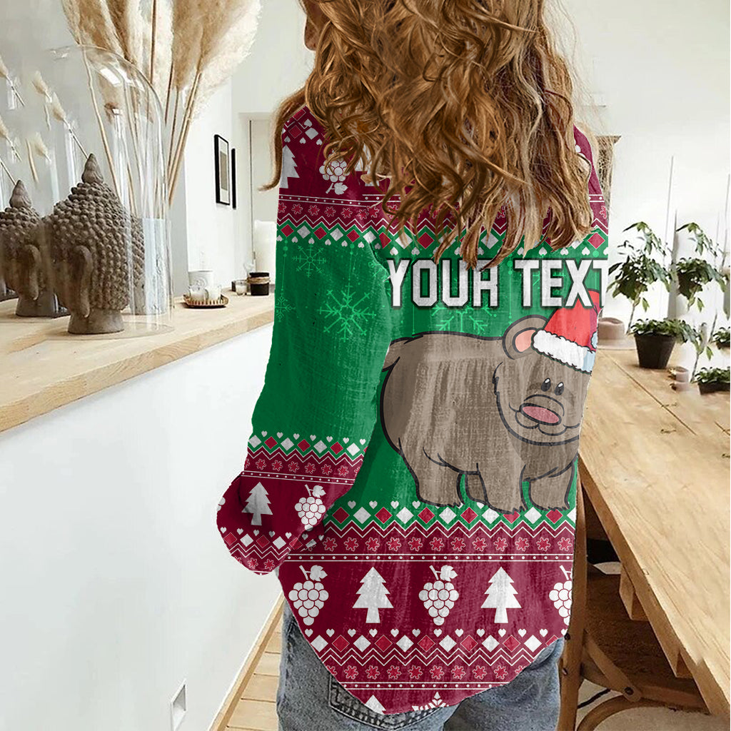 Custom California Christmas Women Casual Shirt Santa Grizzly Bear With Grape - Wonder Print Shop