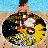 Maryland Christmas Beach Blanket Santa Claus With Black Eyed Susan Flower - Wonder Print Shop
