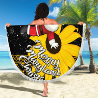 Maryland Christmas Beach Blanket Santa Claus With Black Eyed Susan Flower - Wonder Print Shop