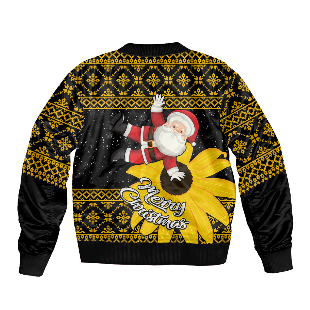 Maryland Christmas Bomber Jacket Santa Claus With Black Eyed Susan Flower - Wonder Print Shop