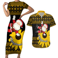 Maryland Christmas Couples Matching Short Sleeve Bodycon Dress and Hawaiian Shirt Santa Claus With Black Eyed Susan Flower - Wonder Print Shop