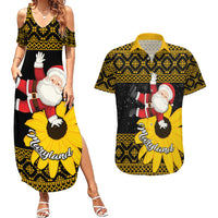 Maryland Christmas Couples Matching Summer Maxi Dress and Hawaiian Shirt Santa Claus With Black Eyed Susan Flower - Wonder Print Shop