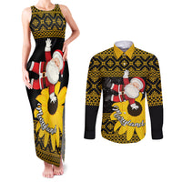 Maryland Christmas Couples Matching Tank Maxi Dress and Long Sleeve Button Shirt Santa Claus With Black Eyed Susan Flower - Wonder Print Shop