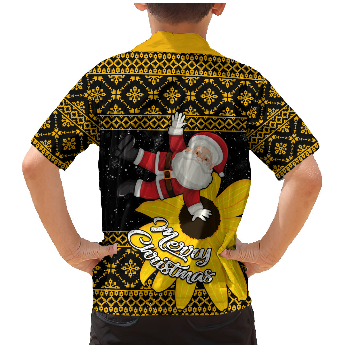 Maryland Christmas Family Matching Mermaid Dress and Hawaiian Shirt Santa Claus With Black Eyed Susan Flower - Wonder Print Shop