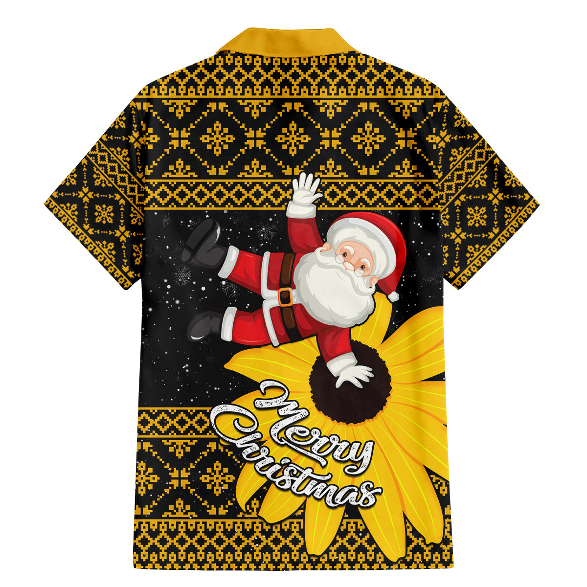 Maryland Christmas Family Matching Mermaid Dress and Hawaiian Shirt Santa Claus With Black Eyed Susan Flower - Wonder Print Shop