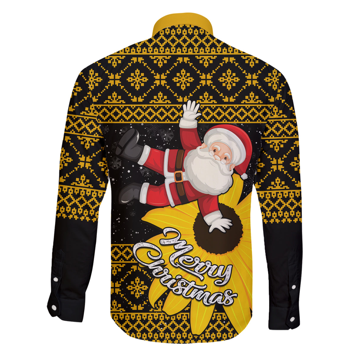 Maryland Christmas Family Matching Mermaid Dress and Hawaiian Shirt Santa Claus With Black Eyed Susan Flower - Wonder Print Shop