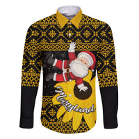 Maryland Christmas Family Matching Off Shoulder Long Sleeve Dress and Hawaiian Shirt Santa Claus With Black Eyed Susan Flower - Wonder Print Shop