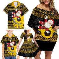 Maryland Christmas Family Matching Off Shoulder Short Dress and Hawaiian Shirt Santa Claus With Black Eyed Susan Flower - Wonder Print Shop