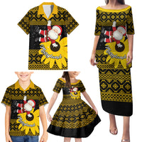 Maryland Christmas Family Matching Puletasi Dress and Hawaiian Shirt Santa Claus With Black Eyed Susan Flower - Wonder Print Shop