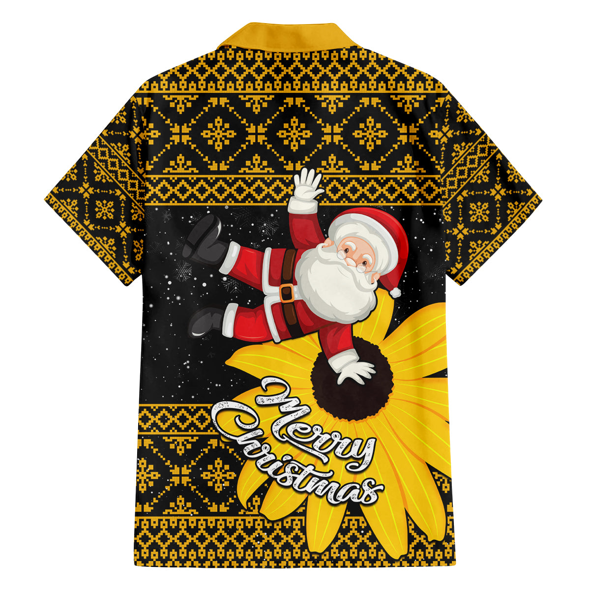 Maryland Christmas Family Matching Puletasi Dress and Hawaiian Shirt Santa Claus With Black Eyed Susan Flower - Wonder Print Shop