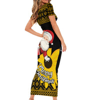 Maryland Christmas Family Matching Short Sleeve Bodycon Dress and Hawaiian Shirt Santa Claus With Black Eyed Susan Flower - Wonder Print Shop