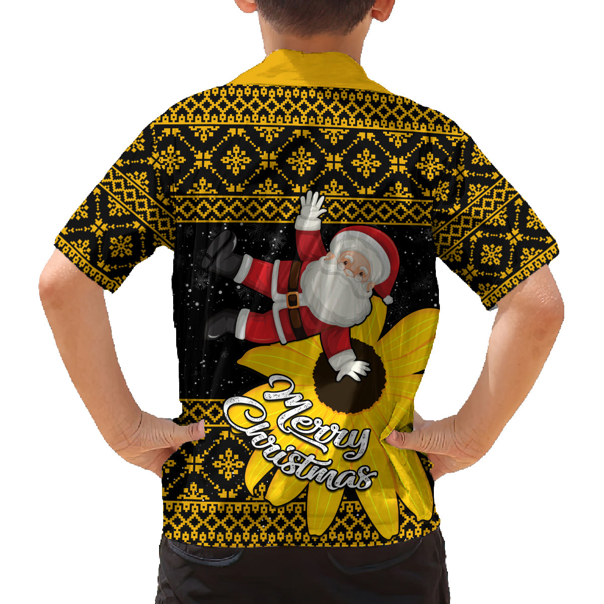 Maryland Christmas Family Matching Tank Maxi Dress and Hawaiian Shirt Santa Claus With Black Eyed Susan Flower - Wonder Print Shop