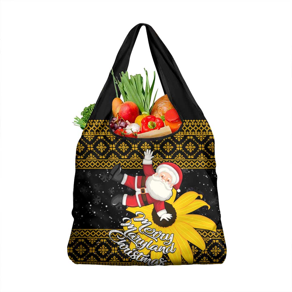 Maryland Christmas Grocery Bag Santa Claus With Black Eyed Susan Flower
